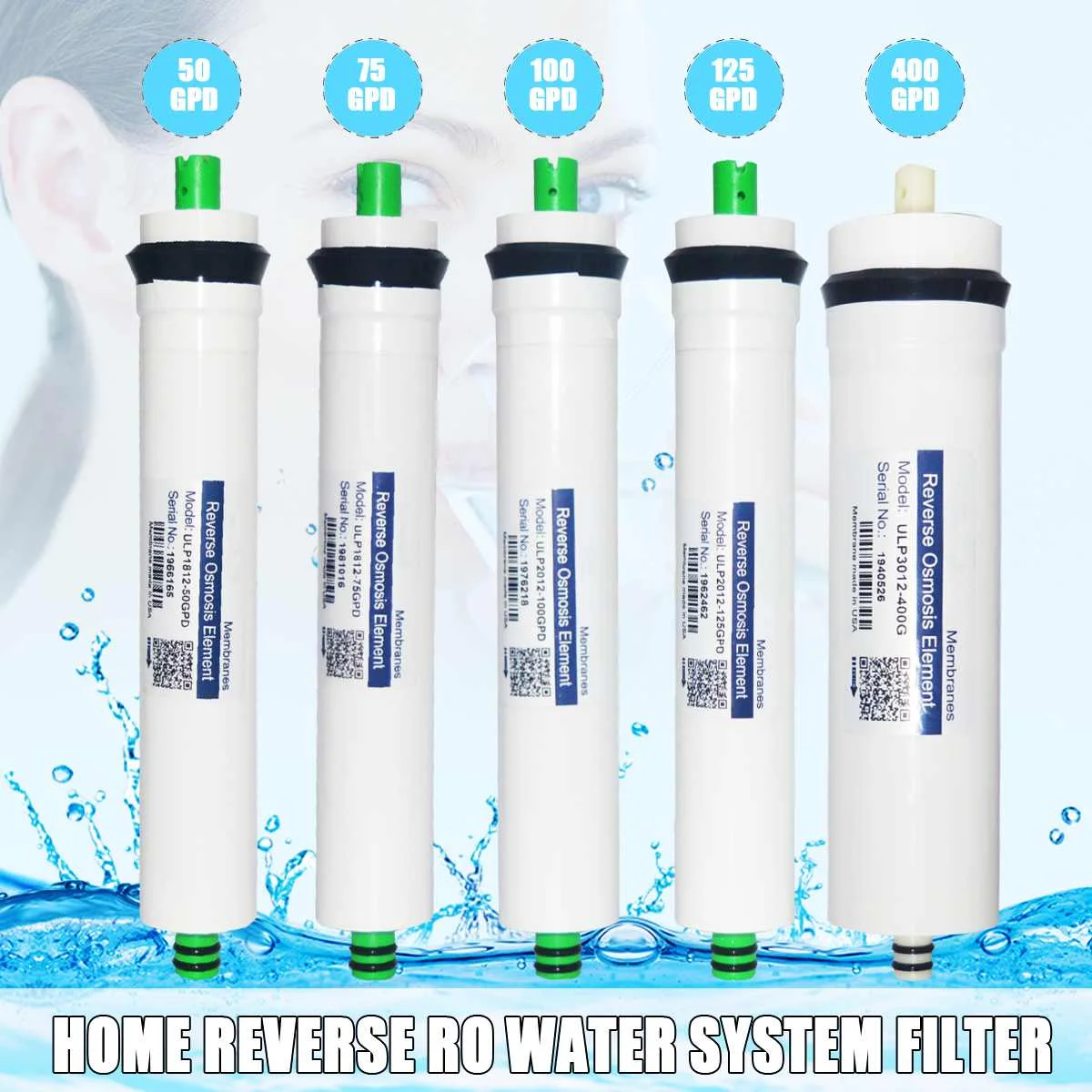 

50/75/100/125/400GPD Home Kitchen Reverse Osmosis RO Membrane Replacement Filter Cartridges Water System Filter Water Purifing