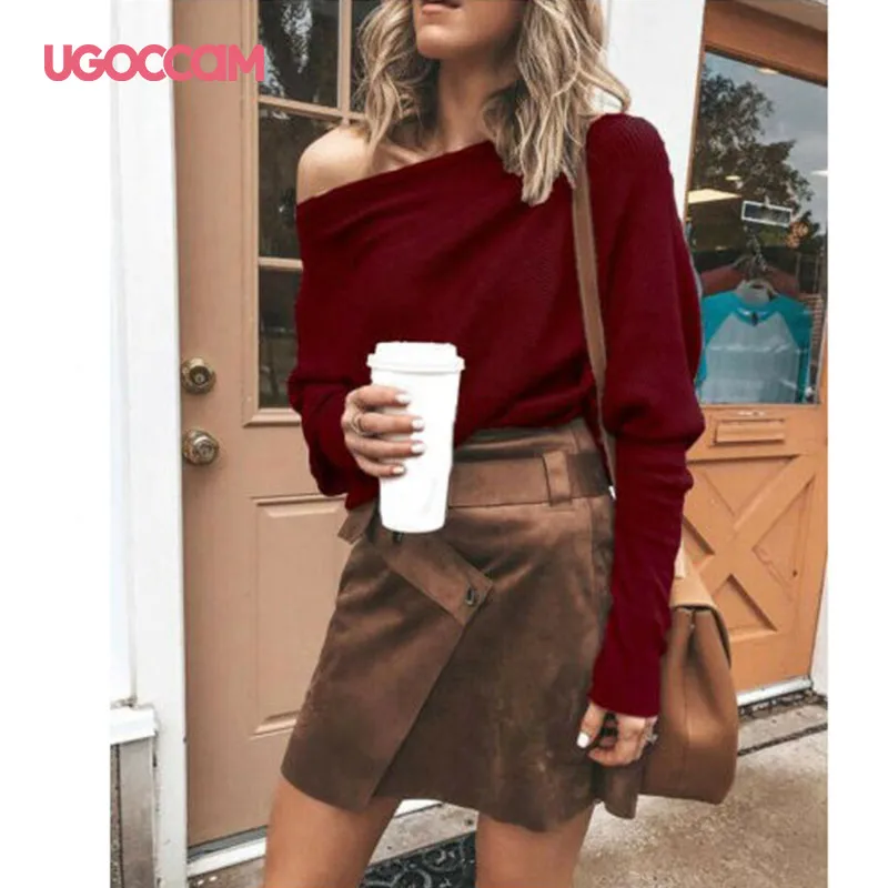 UGOCCAM женская блузка с длинным рукавом и круглым вырезом размера плюс серая