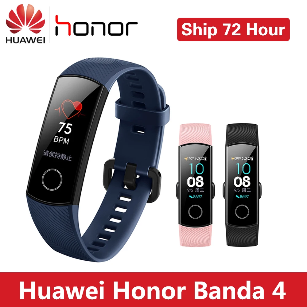 huawei Honor Band 4 Смарт-часы с сенсорным экраном Спорт 5 АТМ водонепроницаемый Обнаружение монитор сердечного ритма во время сна вызов сообщение шоу