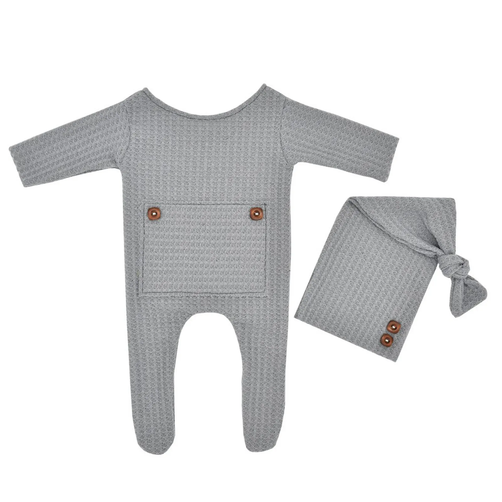 

25# Newborn Photography Knitted One-piece Long Tail Cap Two Piece Set Photography Clothing Two Piece Set Children's Costumes
