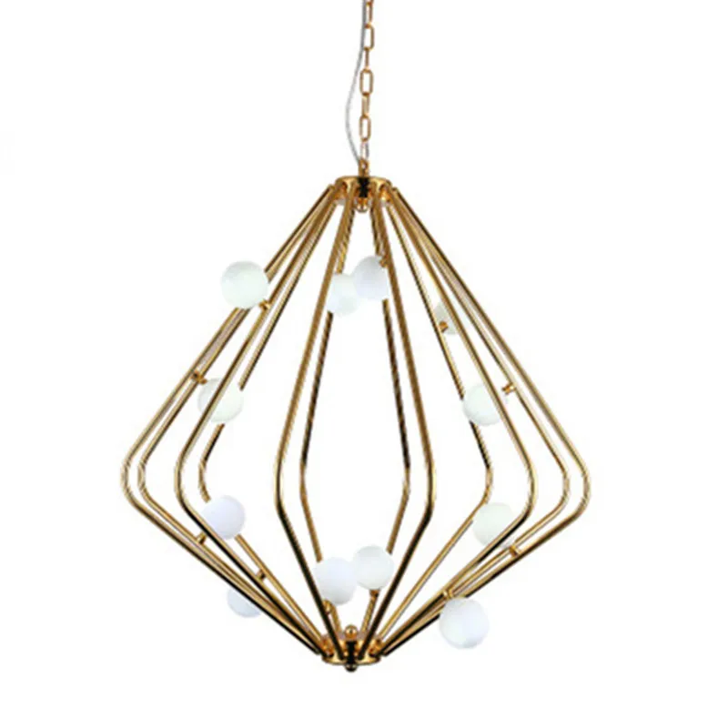 

Postmodern Creative Golden Cage Restaurant Pendant Lamps Art Retro Magic Bean Living Room Hotel Hall Gallery Suspension Lights