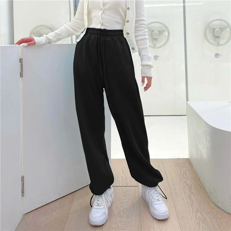 

Solid Color High Waist Joggers Women Fashion Casual Harem Pants Ladies 2021 New Lace-Up Sweatpants Female
