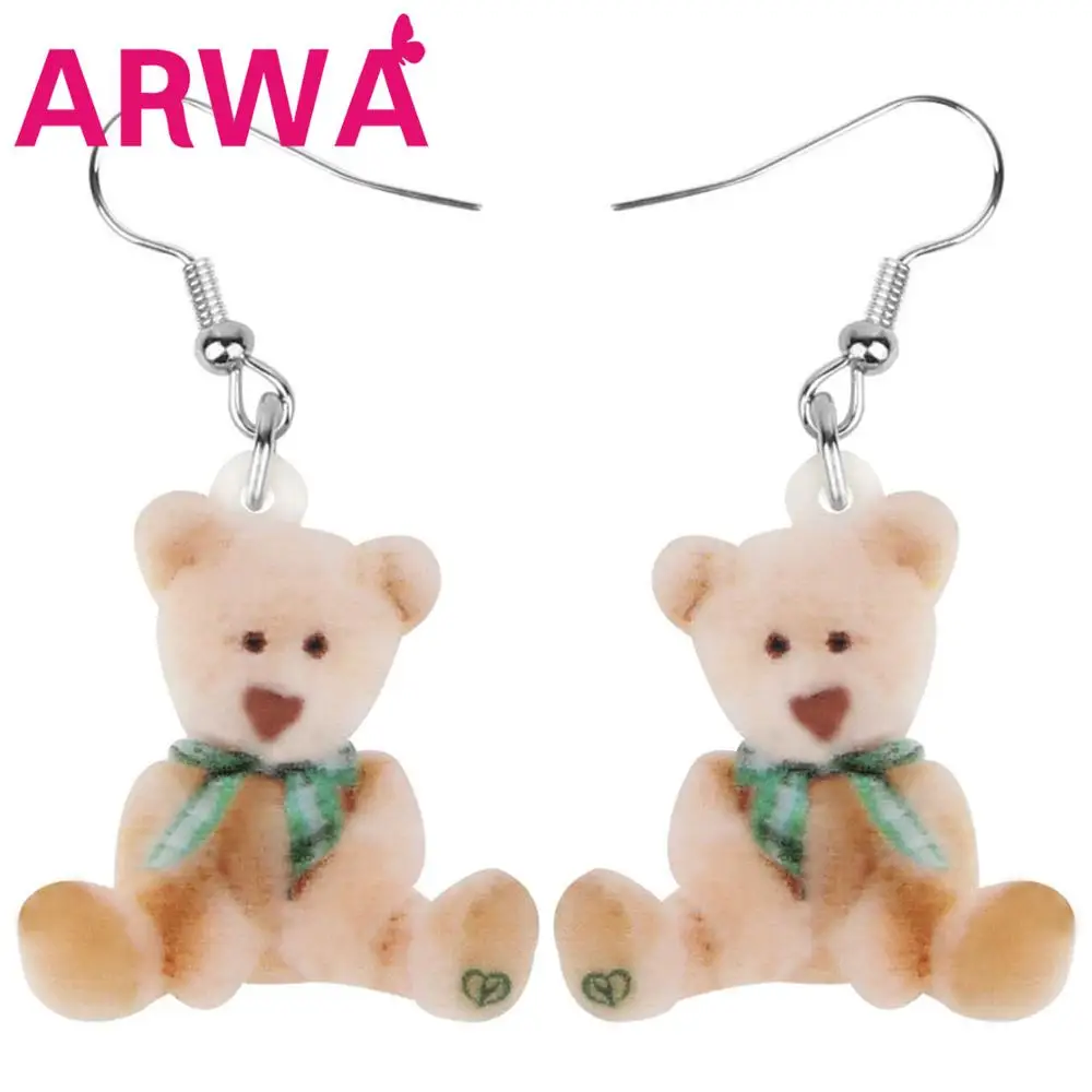 ARWA акриловые Коричневые милые куклы плюшевые серьги медведя эстетические
