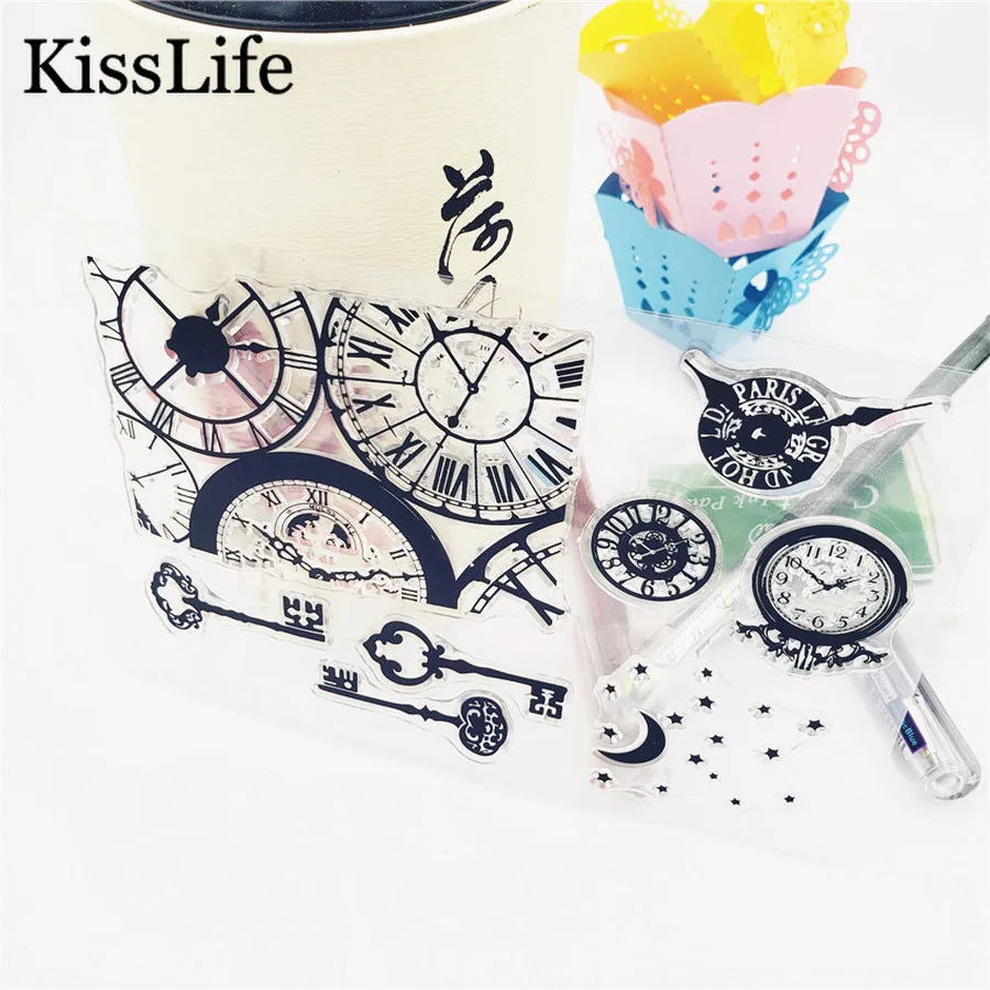 Новинка 2019 1 лист винтажные часы ключ Звезда Луна прозрачные марки для