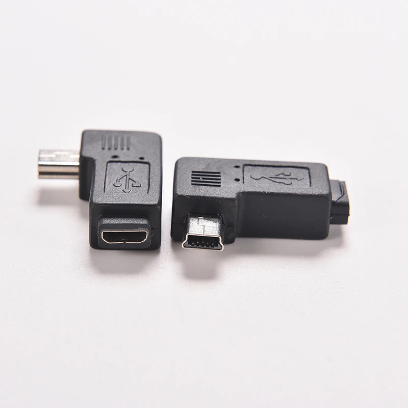 Адаптер Mini USB Type A папа Micro B мама под углом 90 градусов с левым углом|Кабели передачи