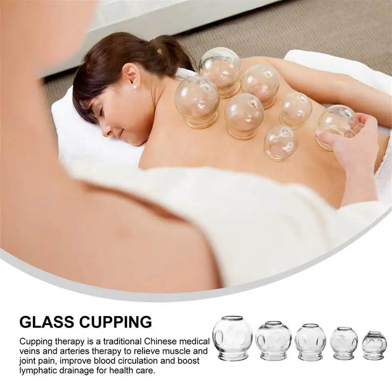 

5Pcs Glass Cupping Cups Massage Suction Cups Chinese Fire Glass Cupping Jar Chinese Cupping Cups Glass Cupping Therapy Device