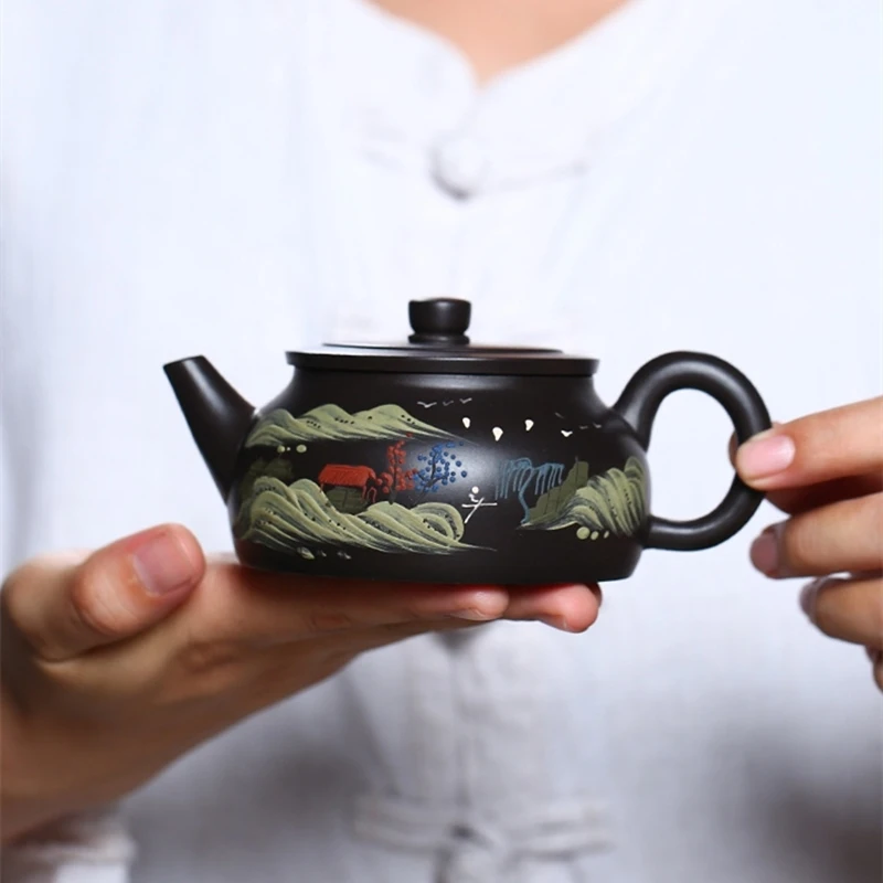 

Color Handpaint Yixing Teapot All Handmade Zisha Kettle Send Gift Box