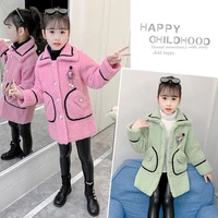 girls babys kids coat jacket outwear 2021 classic warm plus velvet thicken winter autumn buttons%c2%a0school fleece childrens cloth