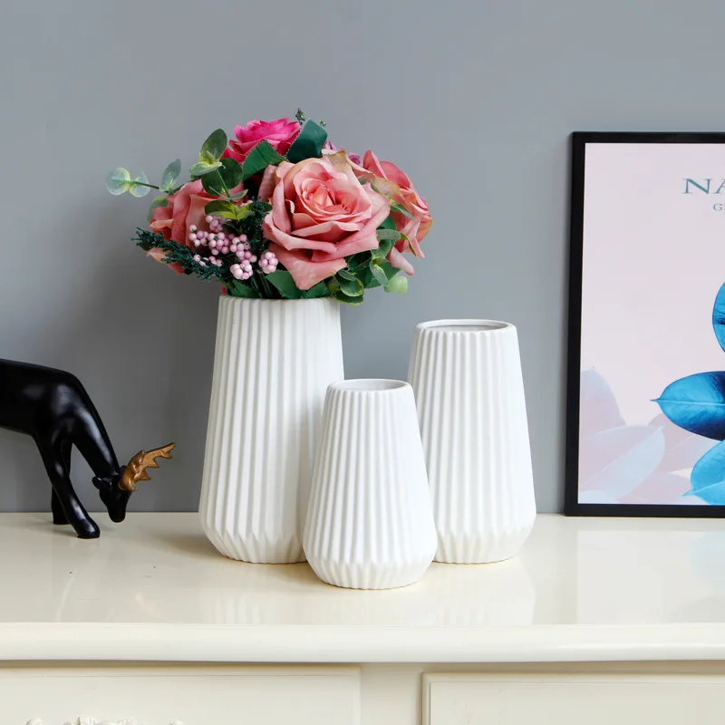 

Simple Nordic Ceramic Vase Modern Minimalist Home Decoration Vase White Biscuits Flower Table Porch