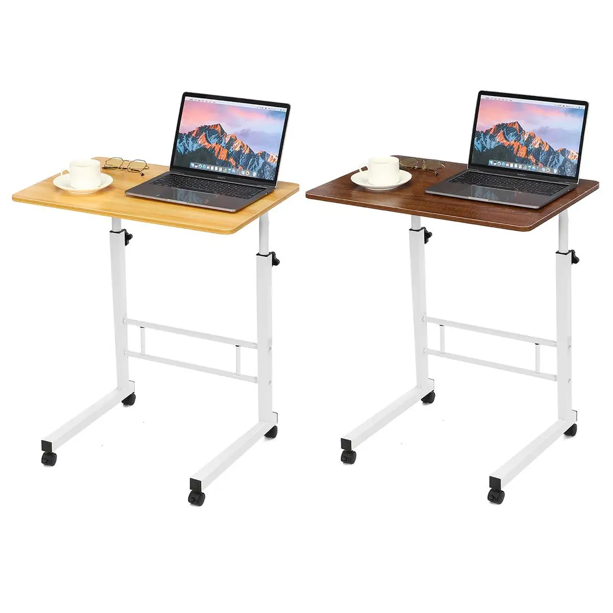 

60*40CM Portable Movable Computer Table for Bed Height Adjustable Laptop Desk Bed Table Stable Wheels Laptop Table
