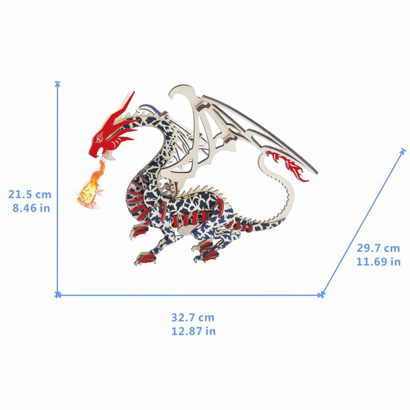 DIY 3D Wooden Puzzle Toys Assembly Model Flying Dragon Carp Eagle Cat Stegosaurus for Children Kids Gift | Игрушки и хобби