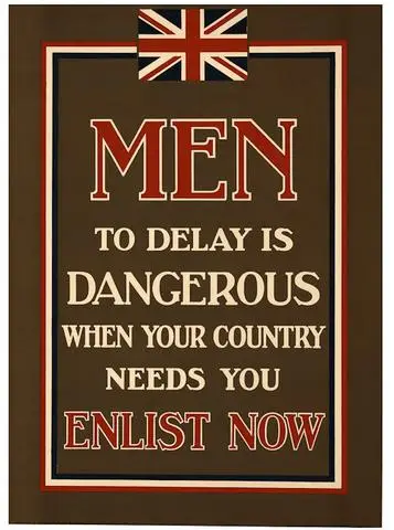 Фото Пропагандистский постер To Delay is опасная история WWI WW1 винтажные Ретро-наклейки на