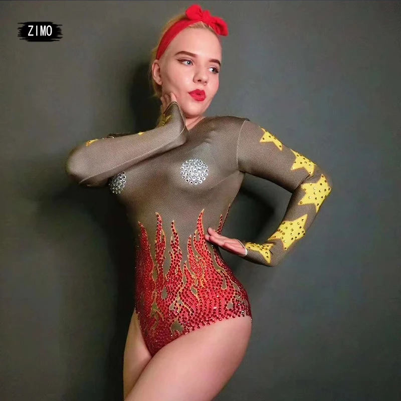 блестки модные Женский сексуальный сценический костюм со стразами купальник