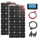 Комплект монокристаллических гибких солнечных панелей 18 в, 100 Вт, 200 Вт, 300 Вт, 400 Вт с ШИМ-контроллером для зарядного устройства аккумуляторов 12 В24 ВдомаRVлодки