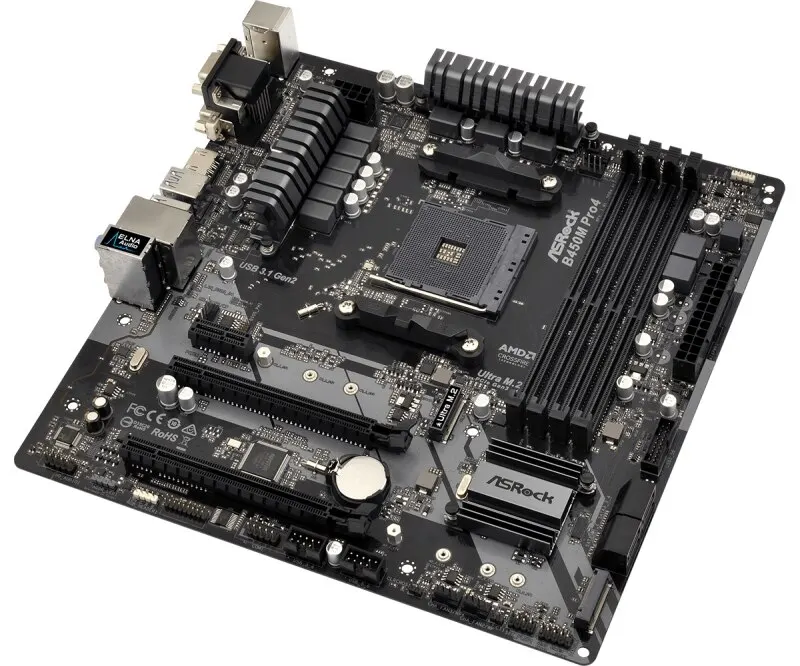 Плата материнская Asrock B450M PRO4 AM4 AMD B450 mATX BOX | Компьютеры и офис