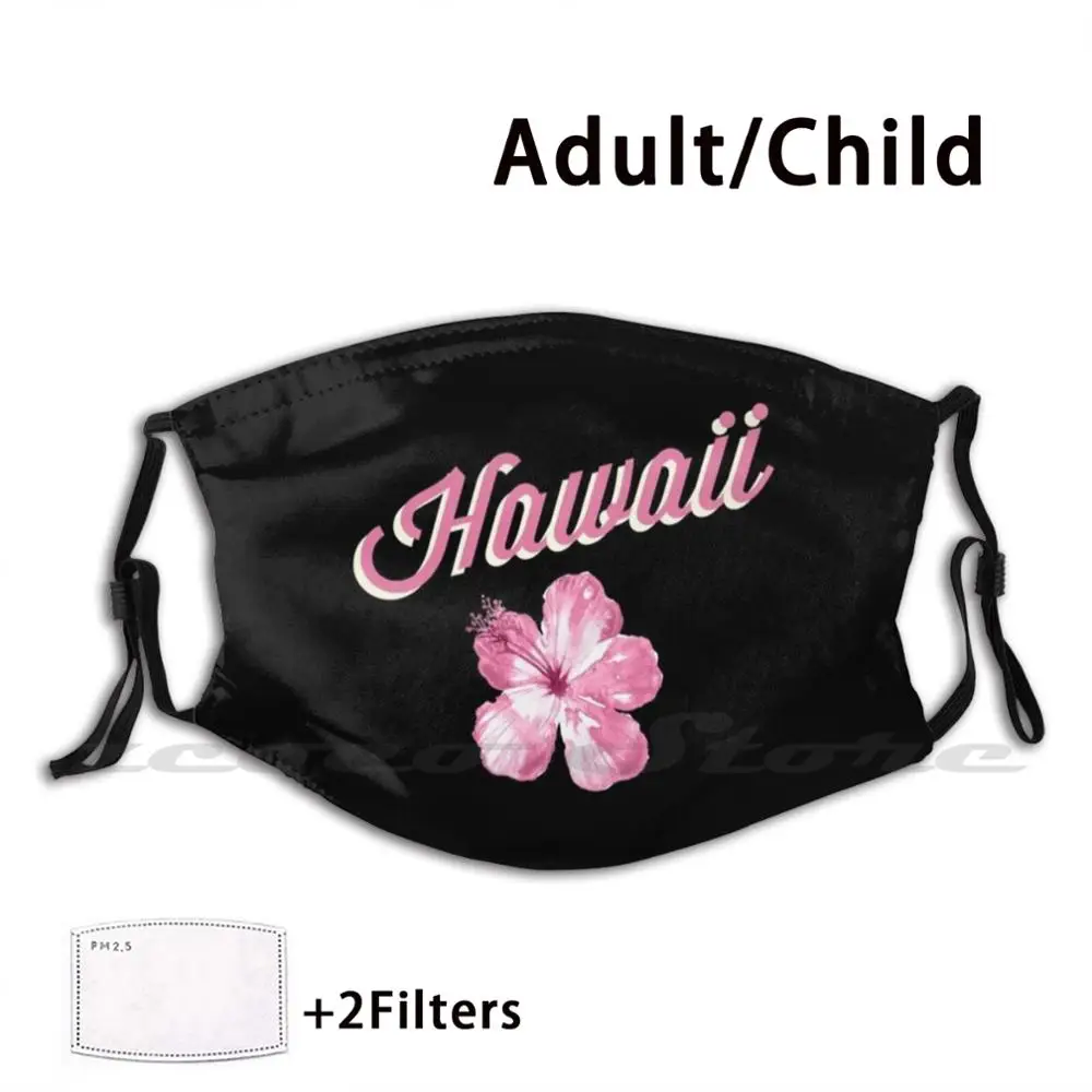 

Винтажная Гавайская розовая маска из гибискуса ткань многоразовая печать Фильтр моющийся Гавайи даффл Гавайи
