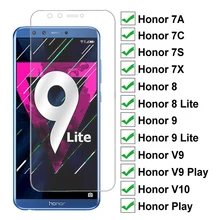 Vidrio templado de dureza 9H para Huawei honor 8 9 Lite V9 Play view 10 V10, Protector de pantalla Honor 7X 7A 7C 7S, película protectora de cristal