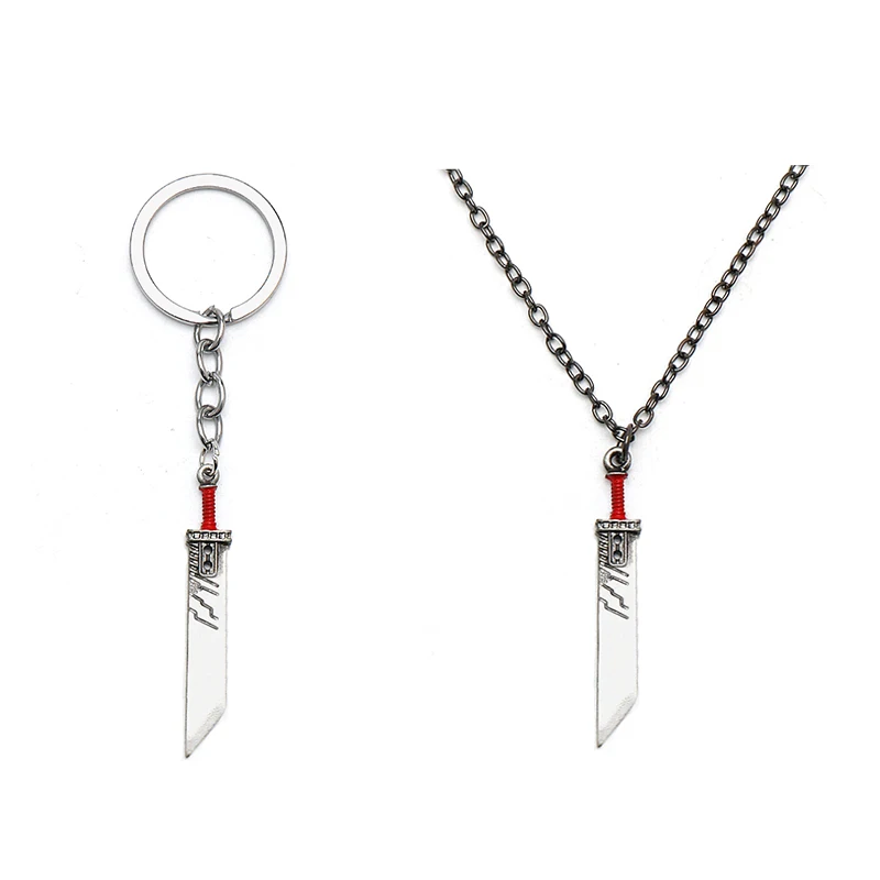Game Final Fantasy Cloud Strife Buster Sword Keychain Metal Zack Fair Sword Weapon Chaveiro Keyring Car Key Chain Jewelry llaver