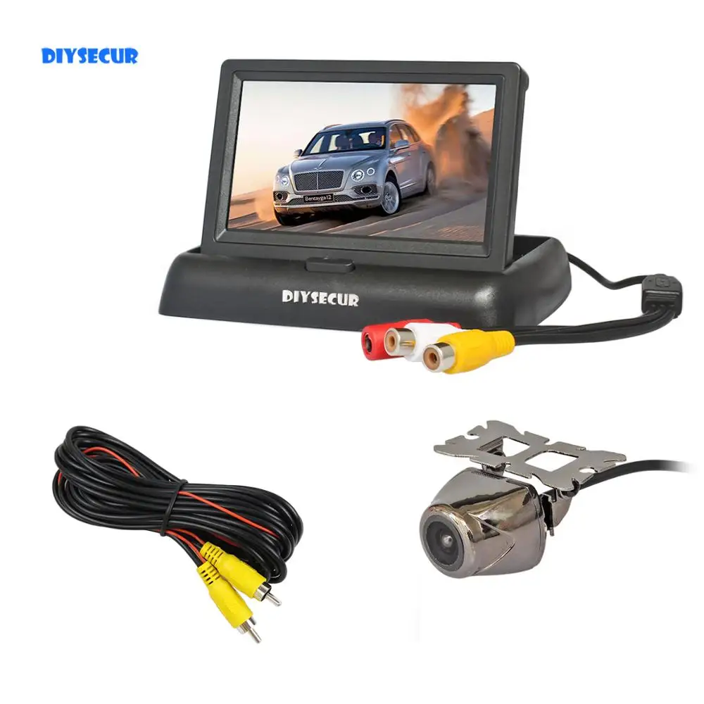

DIYSECUR Wired 4.3" Car Reversing Camera Kit Back Up Car Monitor LCD Display HD Security Metal Car Rear View Camera