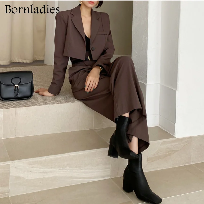 Женский офисный костюм Bornladies винтажный комплект из двух предметов короткий