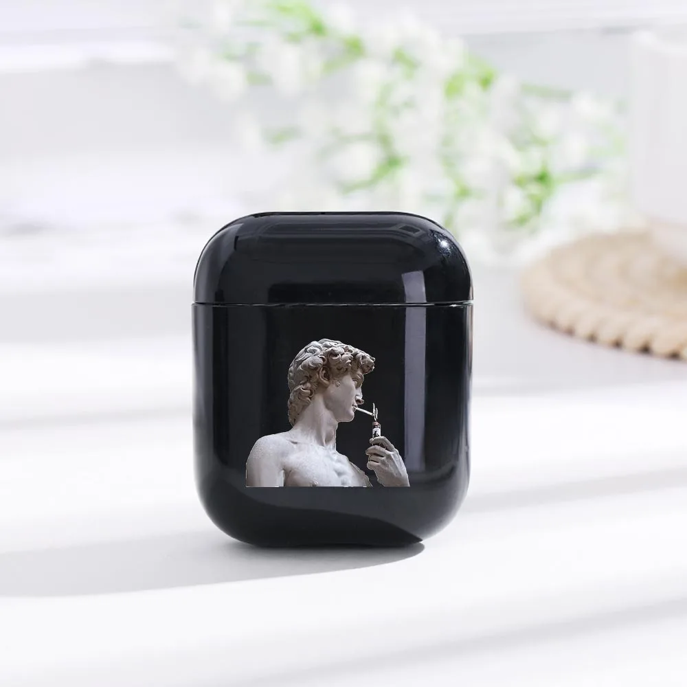 LAUGH LIFE Black David Statue Luxury Earphone Case For Airpods Case Black Art Style Earphone Cases Cover For Airpods Accessories