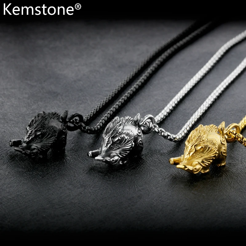 Kemstone нержавеющая сталь серебристый/черный/золотой цвет безумный Кабан свинья