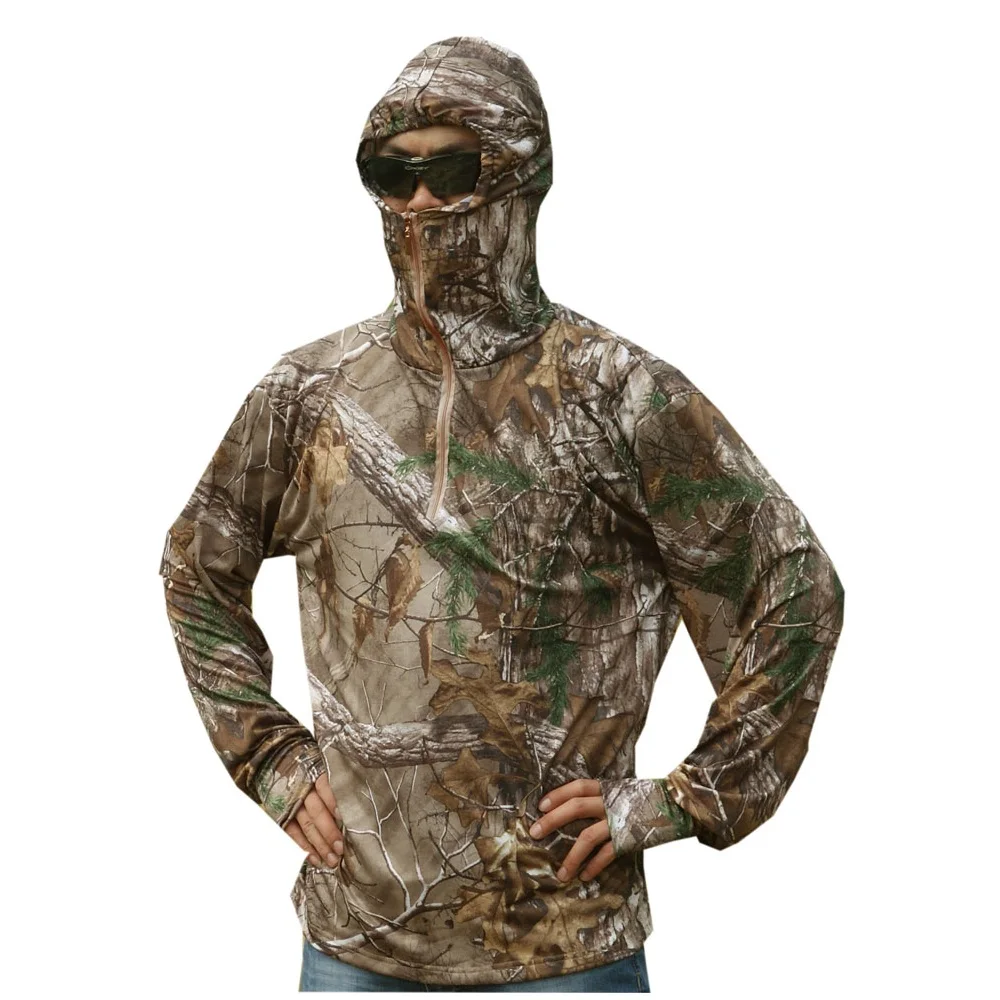 

Men Bionic Fishing T-shirt Breathable Camouflage Shirt Long Sleeve Summer Fishing Hoodie Layer Anti- UV Sun Protection