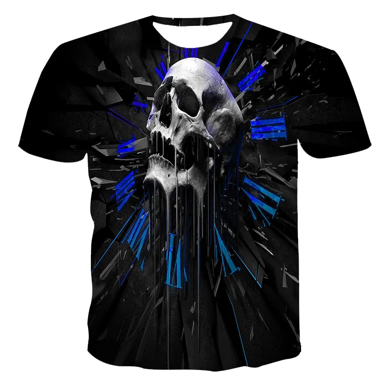 

2021 3D T-Shirt New Summer Men Clothing Skull&Death Short Sleeve Boy-Child Fashion O-Neck Street Wear Cool Customizable 110-6 XL