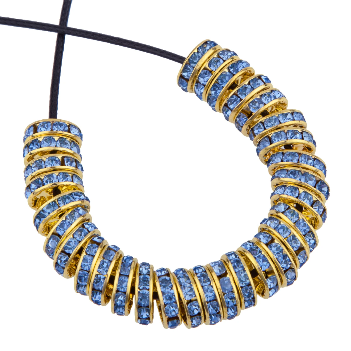 

TUMBEELLUWA 1Lot(50Pcs) 12mm Rhinestone Crystal Rondelle Gold Color Rim Loose Spacer Beads for DIY Jewelry Making