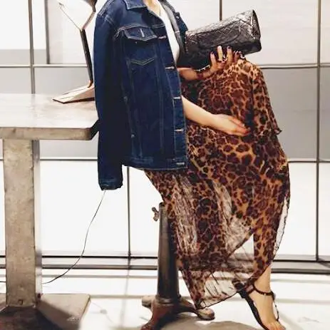 Summer Women Long Leopard Print Skirt Elastic High Waist Chiffon Pleated Slim Fit Casual Maxi WF332 | Женская одежда