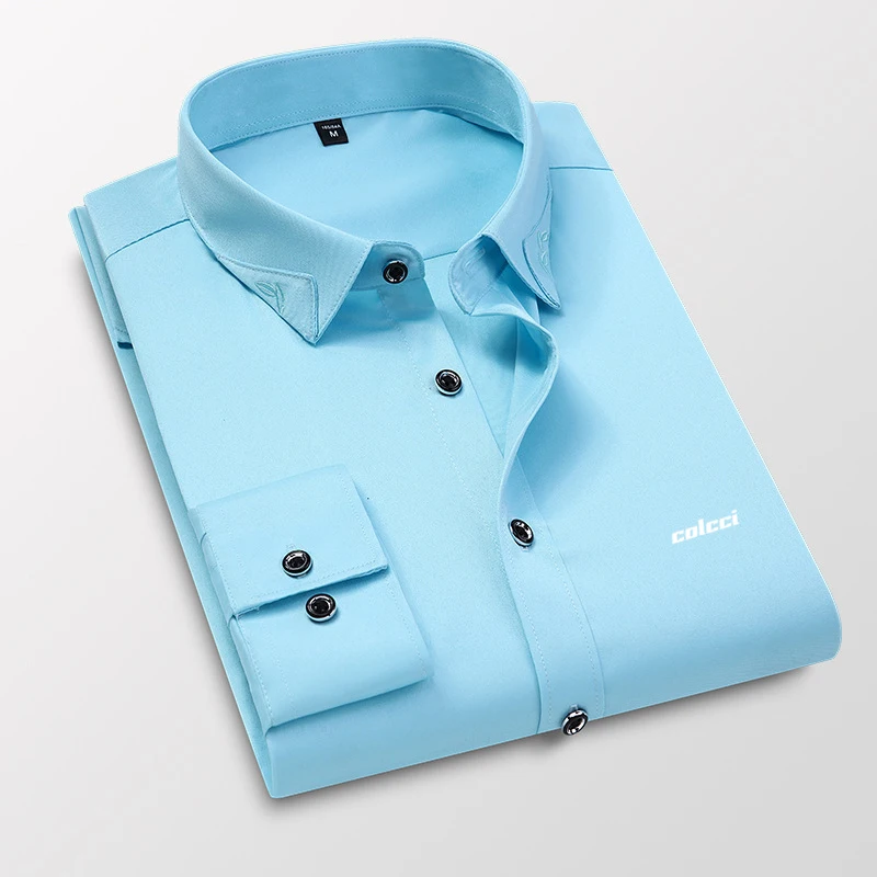 Silky Casual 2021Men's Shirts Slim Fit Office Men's Business Shirts Silk Cotton No Pilling Men's Office Shirts