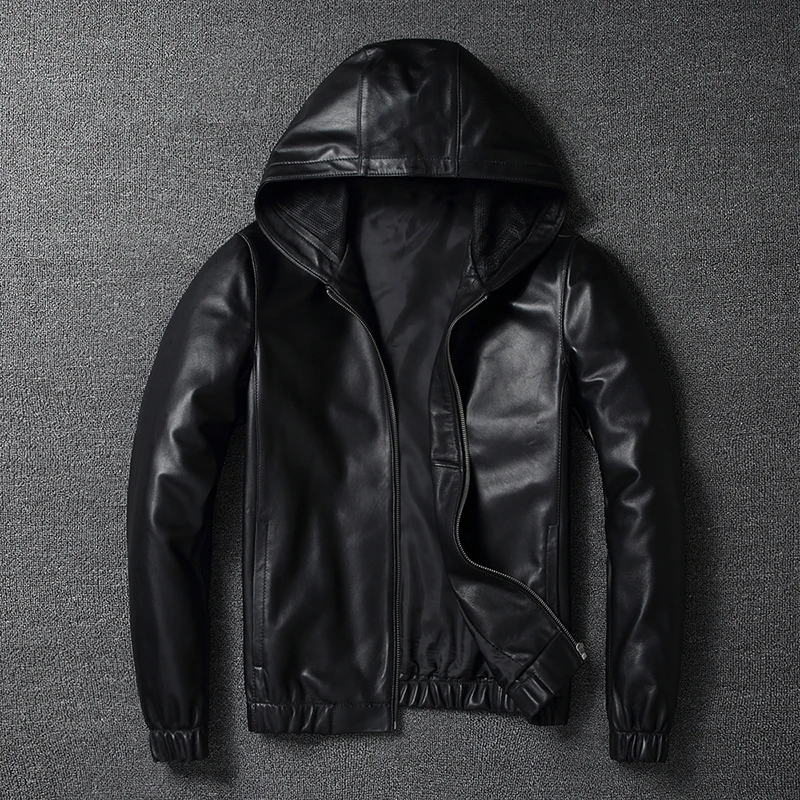 Мужская мотоциклетная куртка-бомбер из натуральной овечьей кожи | одежда