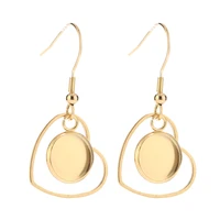 10pcs fashion gold tone heart stainless steel earrings 1839mm bases settings earring blank diy kits bezel earring tray making