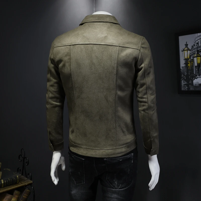 Мужская куртка из оленьей шкуры модная бейсбольная форма в Корейском стиле