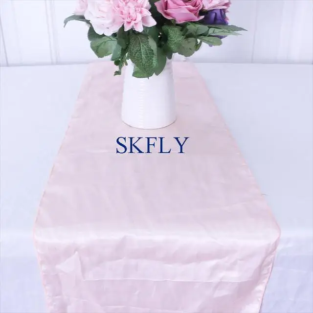 blush pink 20 день рождения, вечерние, свадебные, черные, королевские, синие, бордовые, красные румяна, розовые, шампанские, фиолетовые, желтые, серебристые, красные, атласная настольная дорожка - Цвет: blush pink