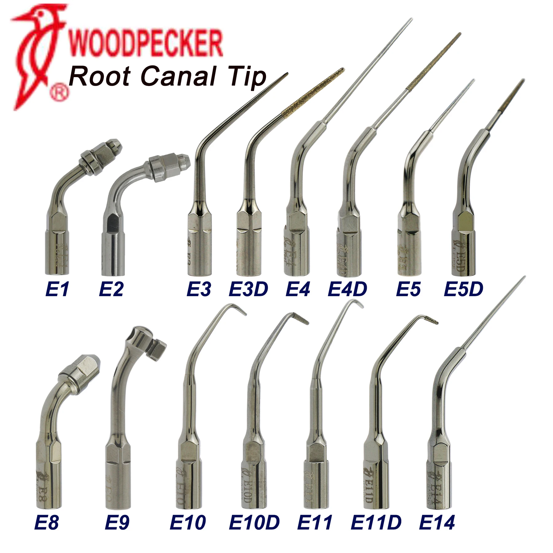 Woodpecker Original Dental Ultrasonic Scaler Tips Endodontics Root Canal E1 E2 E3 E3D E4 E4D E5 E5D E8 E9 E10 E10D E11 E11D E14