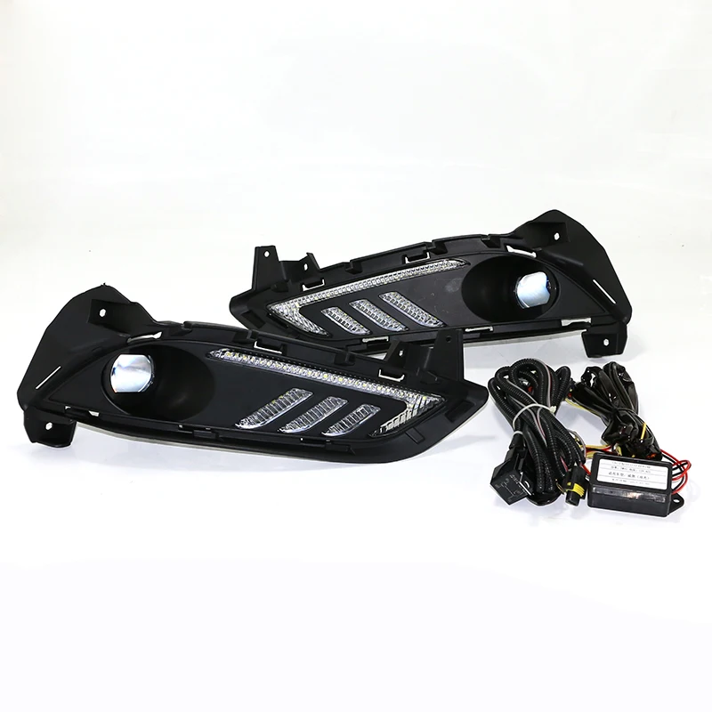 

2Pcs LED Daytime Running Light White Driving Yellow Turn signal Light Blue Night Fog Lamp For Buick Verano 2015 2016 2017