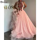 Розовые платья для выпускного вечера с высоким воротником, длинное Тюлевое сексуальное вечернее платье в горошек с открытой спиной, женское вечернее платье для выпускного вечера, 2021