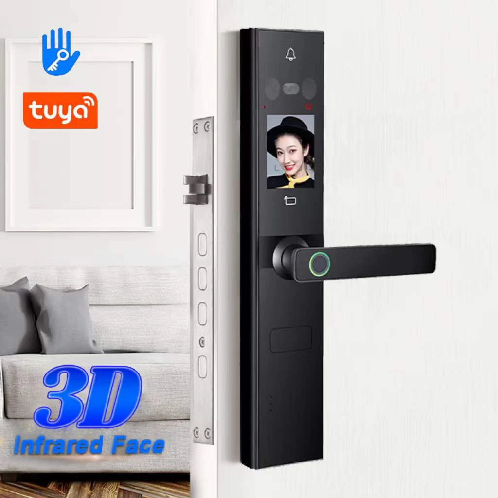 

KingKu Biometric Lock Face Recognition Fingerprint Smart Electric Locks Digital with Tuya WIFI APP Cards Doorbell for Home