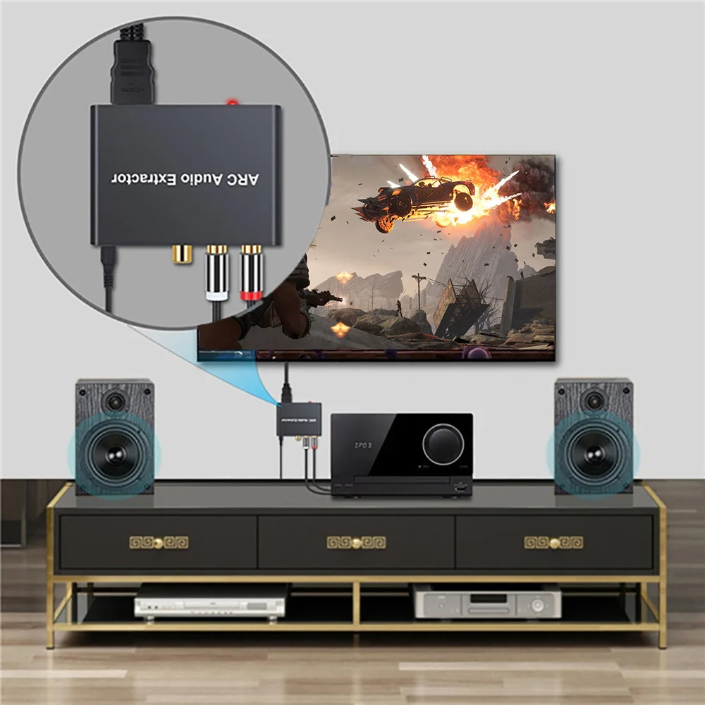 

AY80 Audio Extractor Stereo HDMI-Compatible ARC Adapter Converter Decoder with 3.5mm Headphone Jack For TV