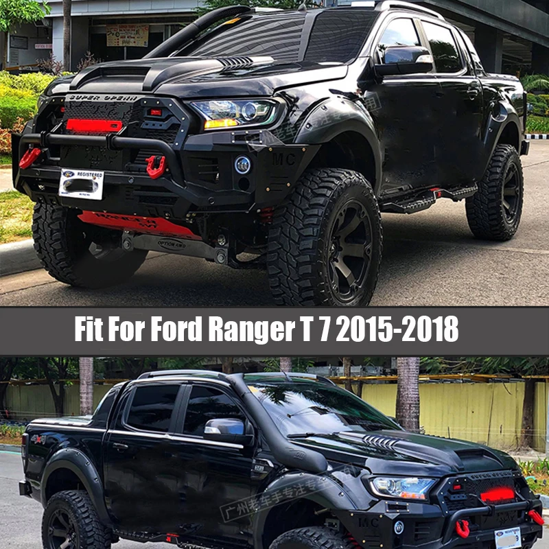 Черный ковш для капота из АБС пластика Ford Ranger T7 Wildtrak Everest ручной работы 2016 2017 2018