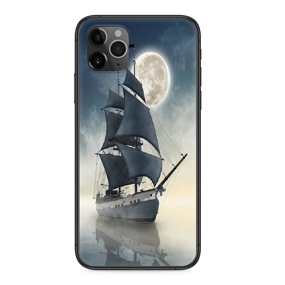 

Sails Phone Case cover For Iphone 12 11 8 7 6 5 XR PLUS X XS PRO SE 2020 MAX Mini black cell cover luxury back pretty cover