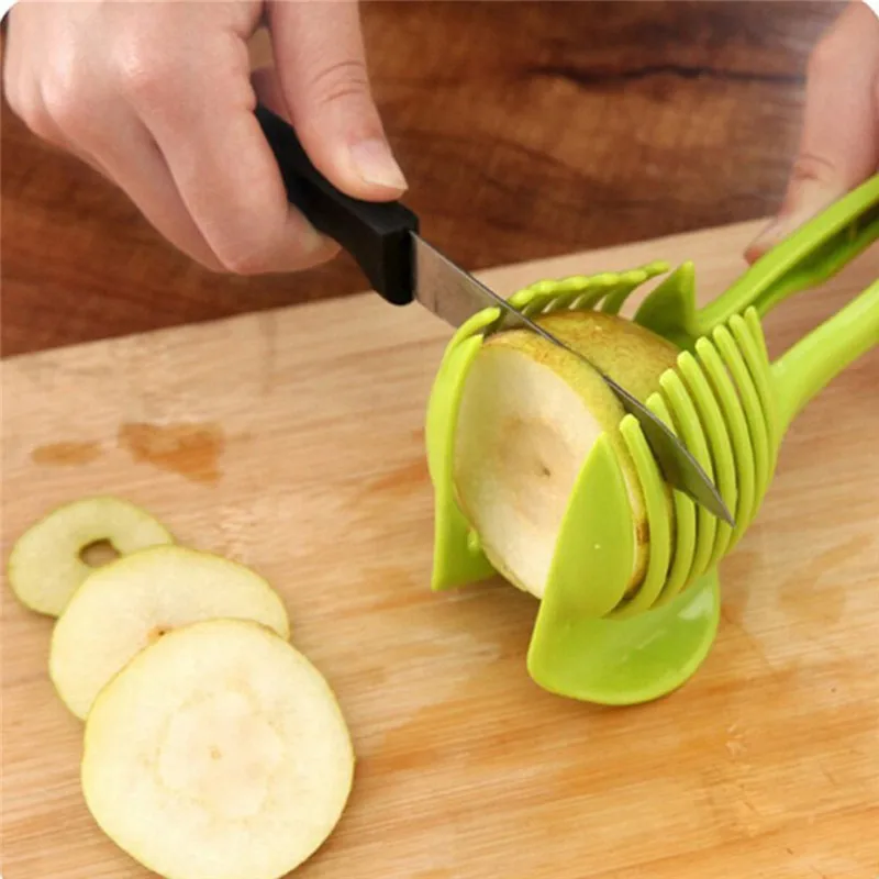 Plastic Hand Slicer Potato Tomato Cutter Tools Lemon Round Slice Clip Fruit Splitter Cutting Holder Kitchen Accessories | Дом и сад