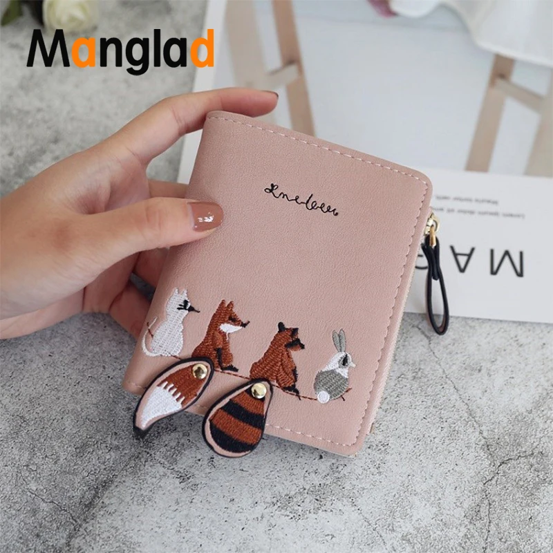 

Women Wallet Lovely Cartoon Animals Short Leather Female Small Coin Purse Hasp Zipper Purse Card Holder For Girls Mini Wallets