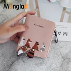 Женский кошелек с милыми мультяшными животными, короткий кожаный женский маленький кошелек для мелочи, кошелек на молнии с застежкой, держатель для карт для девочек, мини-кошельки