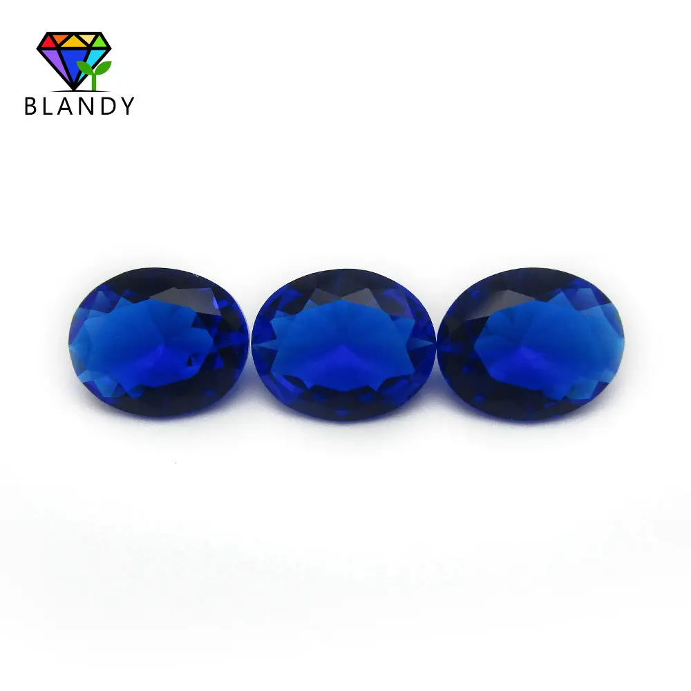 

Wholesale Price 2x3~13x18mm Oval Cut Loose #113 Blue Glass Gems Synthetic Stone Beads For DIY Jewelry Making