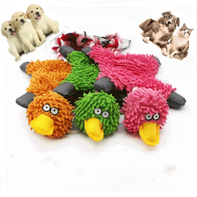 

Pet Dog Molar Toy Cotton Rope Mop Duck Shape Pet Squeaky Toy Dog Interactive Bite Resistant Clean Chew Toy Pet Supplies
