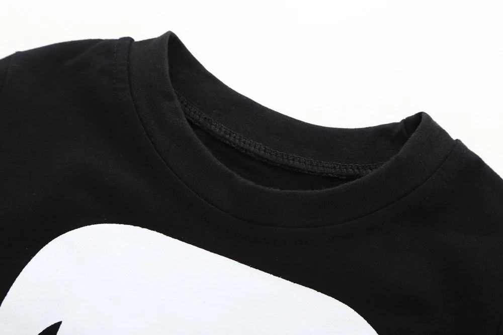 2020 Модный комплект одежды для маленьких мальчиков и девочек черная футболка с