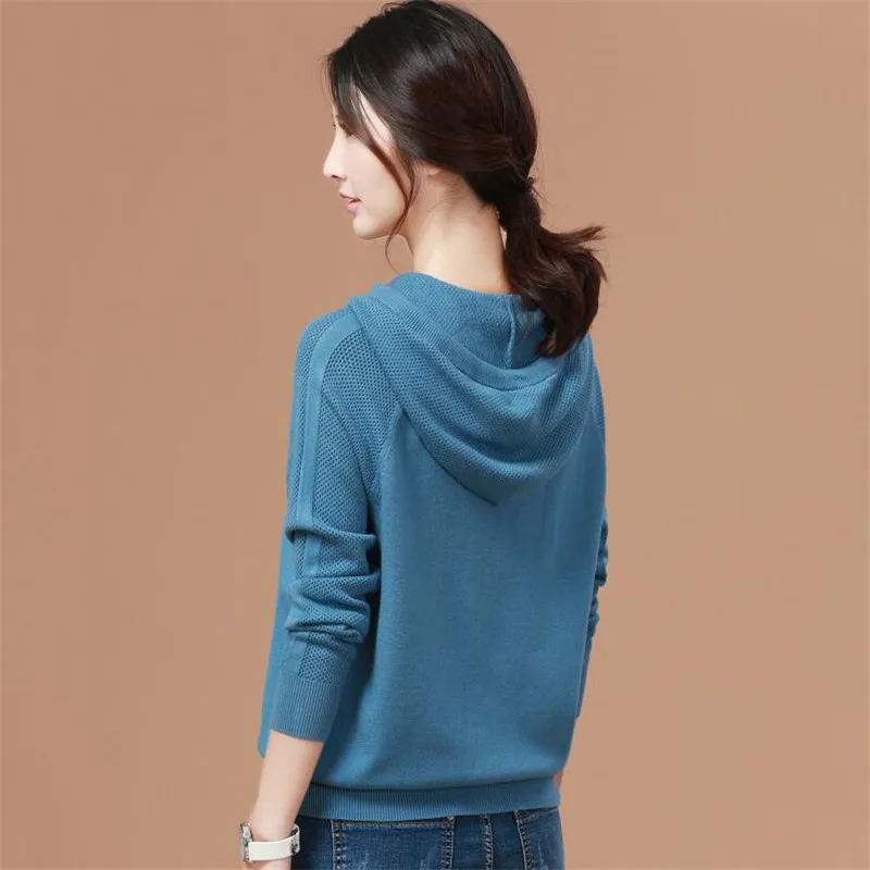 2021 Knittde Women Sweater Casual Soft Hooded neck Jumper Fashion Slim autumn and winter Pullovers | Женская одежда
