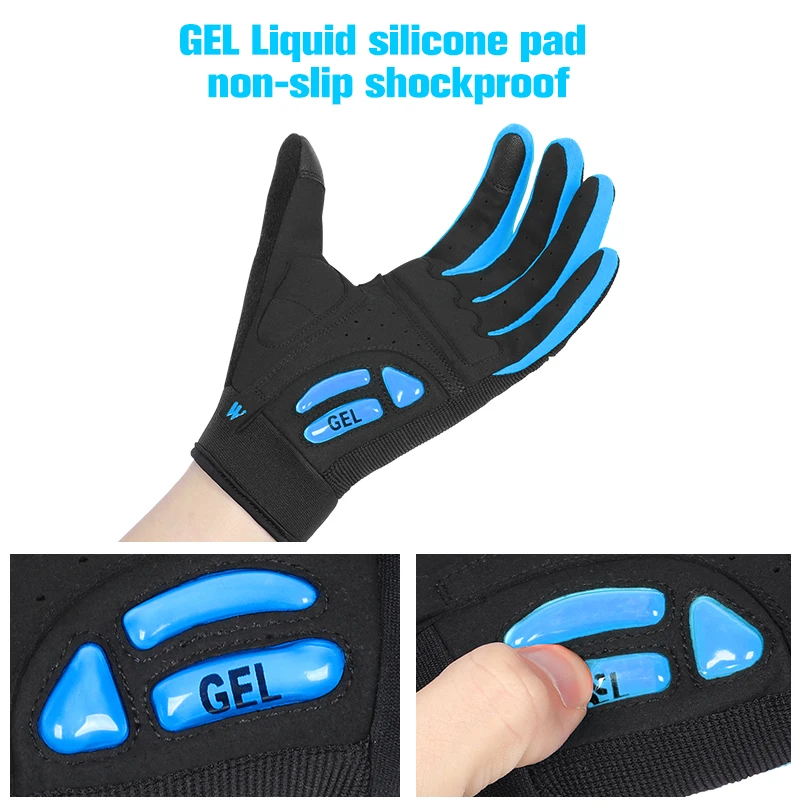 

WEST BIKING Breathable Cycling Gloves GEL Liquid Silicone Palm Non-slip Sports Full Finger Bicycle Glove Half Finger Bike Gloves